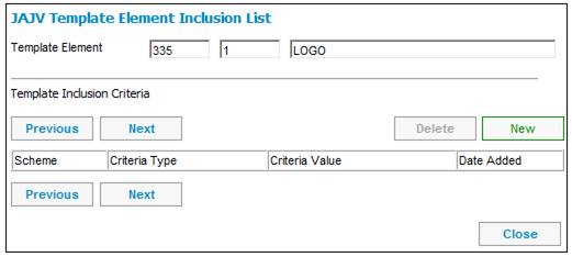 Inclusion / Exclusion Criteria (Infrastructure Template Elements)